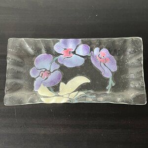 Sydenstricker Purple Orchid Fused Glass Tray Ruffled Edge